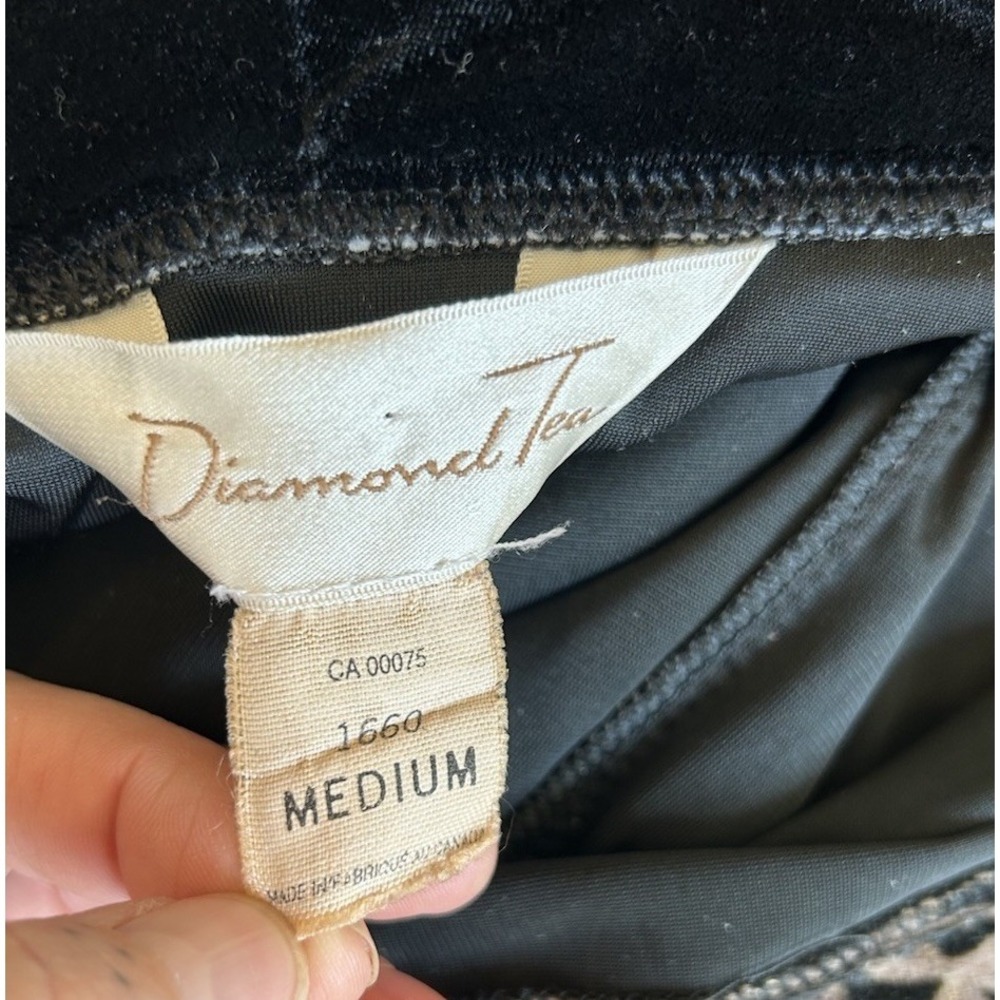 Vintage Diamond Tea Velvet Robe M Leopard Print Metallic Dressing Gown Tassels - Picture 11 of 12
